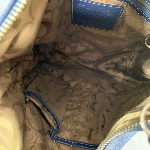 COACH Vintage Blue Contrast Stitch Leather Crossbody Handbag - Picture 8 of 9